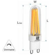 Λάμπα led κεραμική COG G9 3.5W 230VAC ντιμαριζόμενη δέσμης 360° 3000K θερμό φως διάφανη