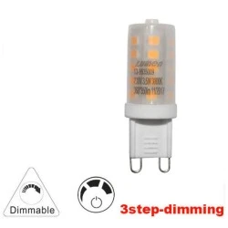 Λάμπα led SMD G9 κεραμική 3.5W 230VAC ντιμαριζόμενη σε 3 επίπεδα δέσμης 360° 3000K θερμό φως