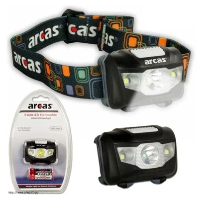 Φακός κεφαλής ARC-5W-HEADLIGHT ARCAS LED 160Lm 5W με 7 θέσεις λειτουργίες και ρυθμιζόμενο ιμάντα