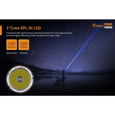 Φακός LED 1350lm με 4 επίπεδα φωτισμού/strobe/SOS με εμβλέλεια έως 1000m από ανοδιωμένο αλουμίνιο