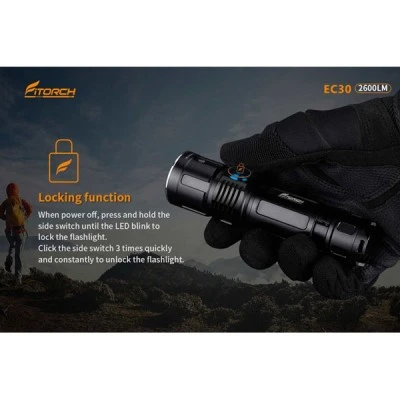 Φακός χειρός FITORCH EC30 Led 2600lm υψηλής φωτεινότητας με 5 επίπεδα φωτισμού strobe και SOS