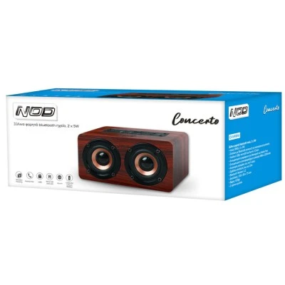 Ξύλινο φορητό bluetooth ηχείο NOD CONCERTO 2 x 5W με εμβέλεια σύνδεσης έως 10m και διακόπτη On/Off
