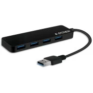 USB 3.0 type-A Hub αλουμινίου 4 θυρών σε μαύρο χρώμα με LED ένδειξη λειτουργίας