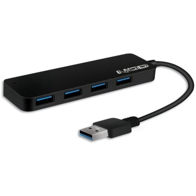 USB 3.0 type-A Hub αλουμινίου 4 θυρών σε μαύρο χρώμα με LED ένδειξη λειτουργίας