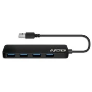 USB 3.0 type-A Hub αλουμινίου 4 θυρών σε μαύρο χρώμα με LED ένδειξη λειτουργίας