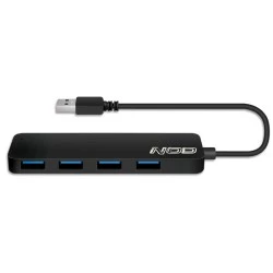 USB 3.0 type-A Hub αλουμινίου 4 θυρών σε μαύρο χρώμα με LED ένδειξη λειτουργίας