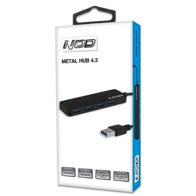 USB 3.0 type-A Hub αλουμινίου 4 θυρών σε μαύρο χρώμα με LED ένδειξη λειτουργίας