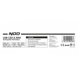 Μπαταρία μολύβδου NOD LAB 12V 2.4AH 14.4V-15V F5 < 0.72A ιδανική για UPS