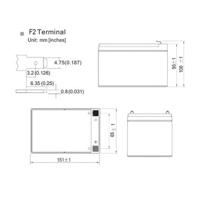 Μπαταρία μολύβδου NOD LAB 12V-9AH 151x64x93mm με χαμηλό βαθμό αυτοεκφόρτισης ιδανικό για UPS