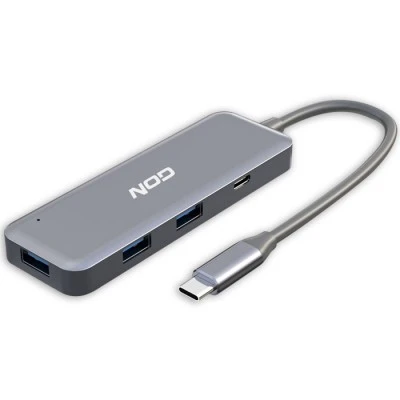 Hybrid USB 3.1 Type-C hub αλουμινίου, 4 θυρών σε γκρί χρώμα με Ultra-Slim design Hybrid USB 3.1 Type-C hub αλουμινίου, 4 θυρών σε γκρί χρώμα με Ultra-Slim design