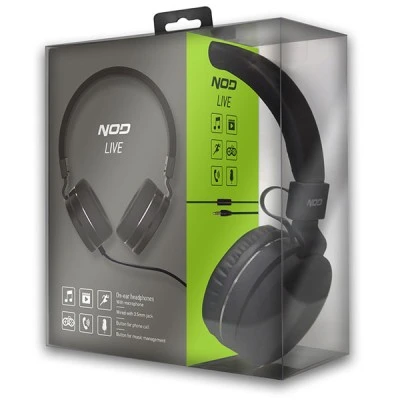 Ενσύρματα on-ear ακουστικά NOD LIVE με μικρόφωνο σε μαύρο χρώμα