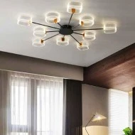 Φωτιστικό Led οροφής μαύρο/χρυσό 80W θερμό φως 3000k 6000lm δέσμης 110° 25000h