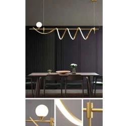 Κρεμαστό γραμμικό Led χρυσό φωτιστικό Dimming 55W+1xG9 θερμό φως 3000k 4125lm 110° 25000h