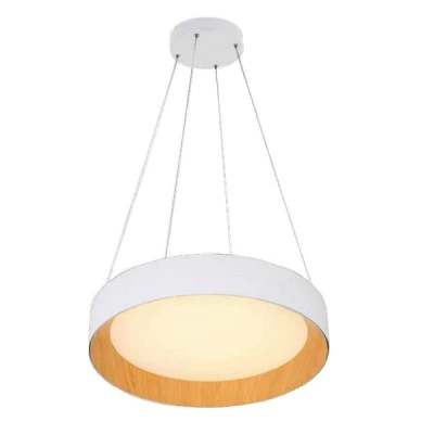 Κρεμαστό φωτιστικό στρόγγυλο Φ60x11 Led 60W θερμό φως 3000k 5100lm 120° λευκό/ξύλο δρυς 25000h