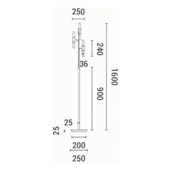Φωτιστικό επιδαπέδιο LED 18W  θερμό χρώμα φωτός 3000K 1800Lm 250x1600mm αλουμινίου μαύρο - χρυσό ARTE ILLUMINA VELAS