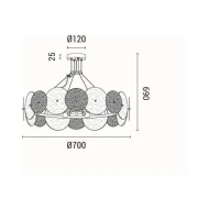 Φωτιστικό κρεμαστό με ντουί 8xE14 max 40W Φ700xH690mm χρυσό χρώμα ARTE ILLUMINA GLOW Φωτιστικό κρεμαστό με ντουί 8xE14 max 40W Φ700xH690mm χρυσό χρώμα ARTE ILLUMINA GLOW
