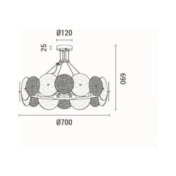 Φωτιστικό κρεμαστό με ντουί 8xE14 max 40W Φ700xH690mm χρυσό χρώμα ARTE ILLUMINA GLOW