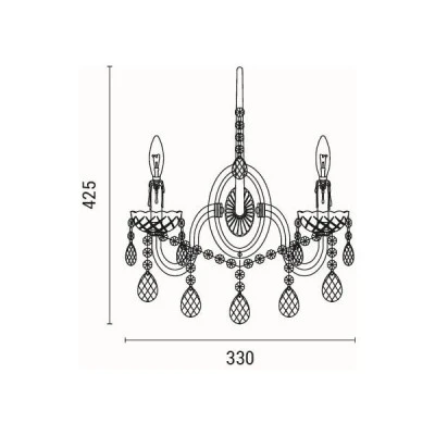 Απλίκα τοίχου μεταλλική με γυαλί ντουί 2x14 max 15W 330x425mm ARTE ILLUMINA KRISTALLO