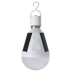 Ηλιακή λάμπα LED E27 ισχύος 7W 6500k λευκό ψυχρό φως 450lm στεγανή IP65 με ηλιακά πάνελ και μπαταρία