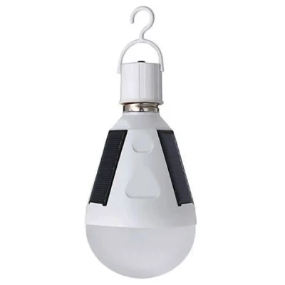 Ηλιακή λάμπα LED E27 ισχύος 7W 6500k λευκό ψυχρό φως 450lm στεγανή IP65 με ηλιακά πάνελ και μπαταρία