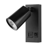 Απλίκα LED κρεβατιού ανάγνωσης σε μαύρο χρώμα με USB -TYPE C 5W θερμό χρώμα φωτός 3000K 150x80x145mm Απλίκα LED κρεβατιού ανάγνωσης σε μαύρο χρώμα με USB -TYPE C 5W θερμό χρώμα φωτός 3000K 150x80x145mm