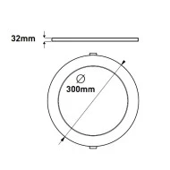 Led panel slim φωτιστικό επίτοιχο Φ300mm 24W θερμό φως 3000k 2160lm δέσμης 120° IP44