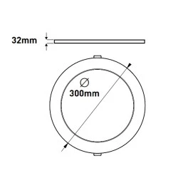 Led panel slim φωτιστικό επίτοιχο Φ300mm 24W θερμό φως 3000k 2160lm δέσμης 120° IP44