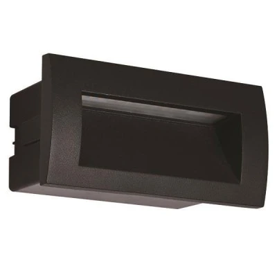 Φωτιστικό τοίχου Led χωνευτό 3W 230V θερμό λευκό φως 3000k 135lm μαύρο στεγανό IP54 εξωτερικού χώρου