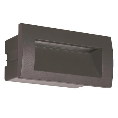 Φωτιστικό τοίχου Led χωνευτό 3W 230V 3000k θερμό λευκό φως 135lm γραφίτης στεγανό IP54