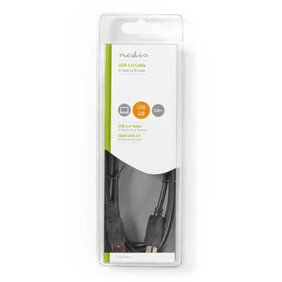 Καλώδιο NEDIS CCGB60100BK20 USB 2.0 A αρσενικό - B αρσενικό σε συσκευασία blister 2m