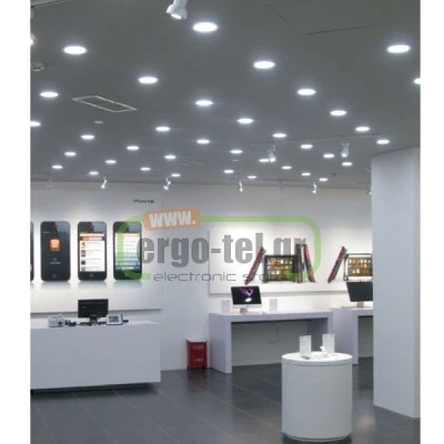 Led φωτιστικό χωνευτό Cob σε λευκό χρώμα Φ230mm 6500K με γωνία δέσμης 60° 55W 6600Lm