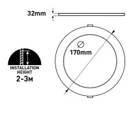 Led panel slim φωτιστικό επίτοιχο στρογγυλό Φ170mm 12W ενδιάμεσο φως 4000k 1080lm IP44 Led panel slim φωτιστικό επίτοιχο στρογγυλό Φ170mm 12W ενδιάμεσο φως 4000k 1080lm IP44