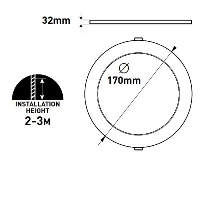 Led panel slim φωτιστικό επίτοιχο στρογγυλό Φ170mm 12W ενδιάμεσο φως 4000k 1080lm IP44 Led panel slim φωτιστικό επίτοιχο στρογγυλό Φ170mm 12W ενδιάμεσο φως 4000k 1080lm IP44