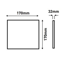 Led panel slim λευκό τετράγωνο επίτοιχο 12W ενδιάμεσο λευκό φως 4000k 1080lm στεγανό IP44