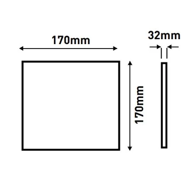 Led panel slim λευκό τετράγωνο επίτοιχο 12W ενδιάμεσο λευκό φως 4000k 1080lm στεγανό IP44