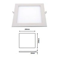 Led φωτιστικό slim χωνευτό 200x200mm τετράγωνο σε λευκό χρώμα και θερμό φως 3000K 1100Lm