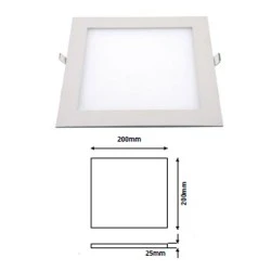 Led φωτιστικό slim χωνευτό 200x200mm τετράγωνο σε λευκό χρώμα και θερμό φως 3000K 1100Lm