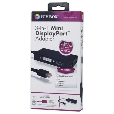 Αντάπτορας IB-AC1032 3-σε-1 από mini DisplayPort 1.2 σε HDMI, DVI-D ή VGA 0.15m Αντάπτορας IB-AC1032 3-σε-1 από mini DisplayPort 1.2 σε HDMI, DVI-D ή VGA 0.15m