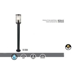Κολωνάκι πλέγμα μεταλλικό 95x95x800mm για λάμπες E27 στεγανό IP44 σε μαύρο χρώμα