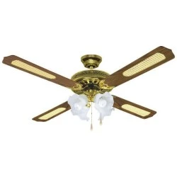 Ανεμιστήρας οροφής καφέ-χρυσός με 4 φώτα Φ130cm ισχύος 70W 230V και 3 ταχύτητες