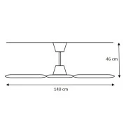 Ανεμιστήρας οροφής Φ140cm 80W 230V λευκός με 5 ταχύτητες βιομηχανικού τύπου