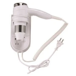 Σεσουάρ για ξενοδοχεία ισχύος 1500W 220-240V με πρίζα & προστασία υπερθέρμανσης σε λευκό χρώμα