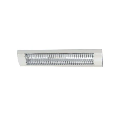 Φωτιστικό φθορίου οροφής οβάλ Τ8 2Χ36W IP20 με ηλεκτρονικό μπάλαστ ασημί & μεταλλική περσίδα
