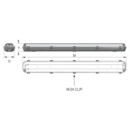 Φωτιστικό για 2 λάμπες LED TUBE T8 120cm με κάλυμμα P.C. στεγανό IP65 και τροφοδοσία στο 1 άκρο Φωτιστικό για 2 λάμπες LED TUBE T8 120cm με κάλυμμα P.C. στεγανό IP65 και τροφοδοσία στο 1 άκρο