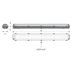 Φωτιστικό για 2 λάμπες LED TUBE T8 120cm με κάλυμμα P.C. στεγανό IP65 και τροφοδοσία στο 1 άκρο
