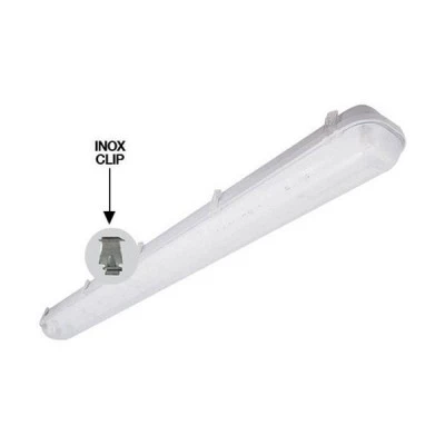 Φωτιστικό στεγανό IP65 για 1 λάμπα LED TUBE T8 60cm με κάλυμμα P.C. και με τροφοδοσία στο 1 άκρο
