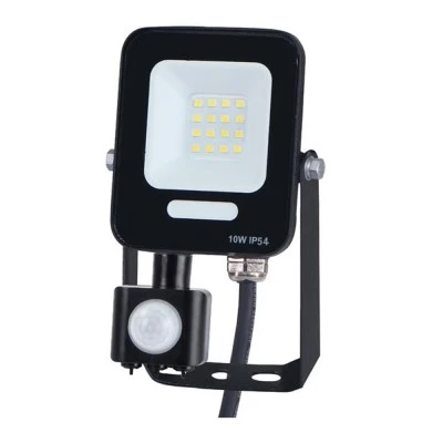 Προβολέας led 10w smd με περιστρεφόμενο ανιχνευτή κίνησης με ψυχρό φως 6500Κ plus μαύρο χρώμα IP54