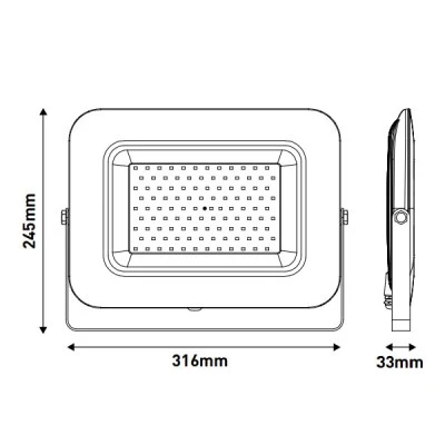 Προβολέας led smd 100W 220-240V ενδιάμεσο λευκό φως 4000k 11000lm βάση 360° στεγανός IP65
