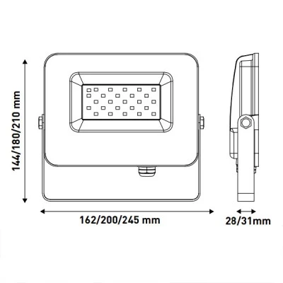 Προβολέας led smd 20W ψυχρό λευκό φως 6500k 1700lm με φωτοκύτταρο ημέρας-νύχτας στεγανός IP65