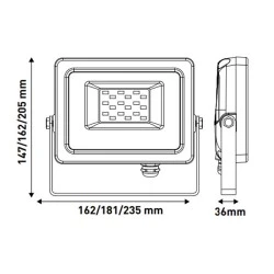 Προβολέας 20W 12-24V DC led smd ενδιάμεσο λευκό φως 4000k 1700lm εξωτερικού χώρου στεγανός IP65